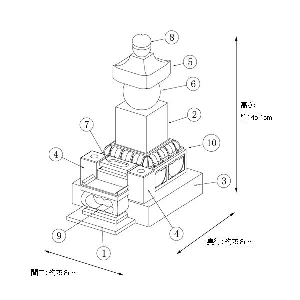古代型五輪塔 1尺 石田 - セット商品詳細 - 墓石・樹木葬の見積24時間